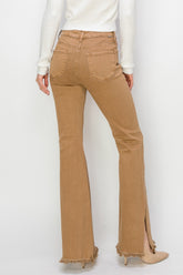 RISEN Bailey High Waist Side Slit Flare Jeans - Flattering Full Size Denim
